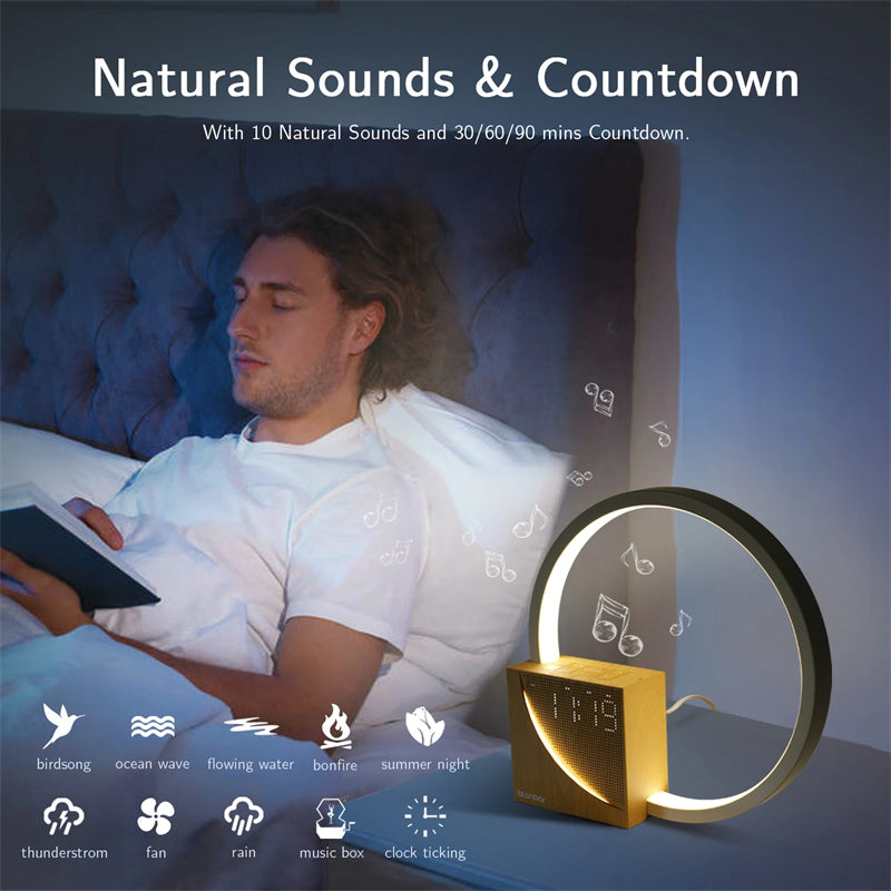 Bedside Lamp With Alarm Clock and Natural Sounds