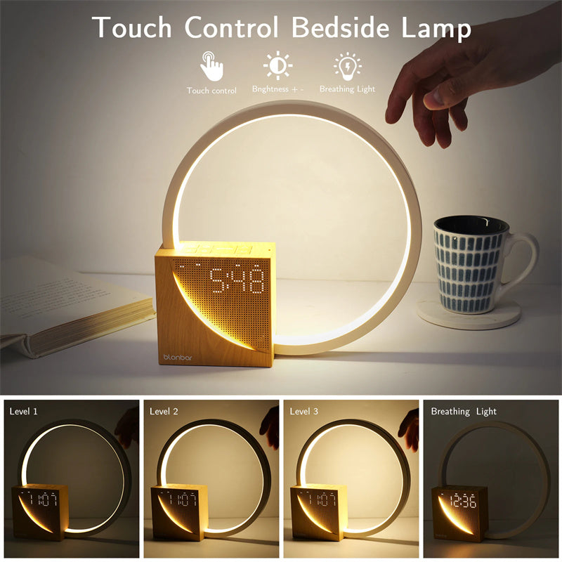 Bedside Lamp With Alarm Clock and Natural Sounds